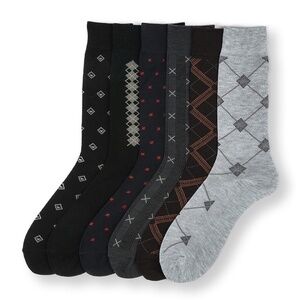 KNOCKER MEN'S PATTERNED DRESS SOCKS 6pack (10-13)